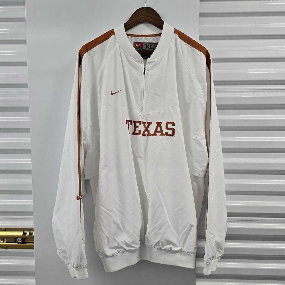 Vintage Y2K Nike Texas Longhorns Windbreaker Men's XL White Quarter Zip NCAA